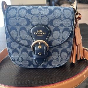 EUC Coach Denim Kleo Shoulder Bag 17” Signature Chambray